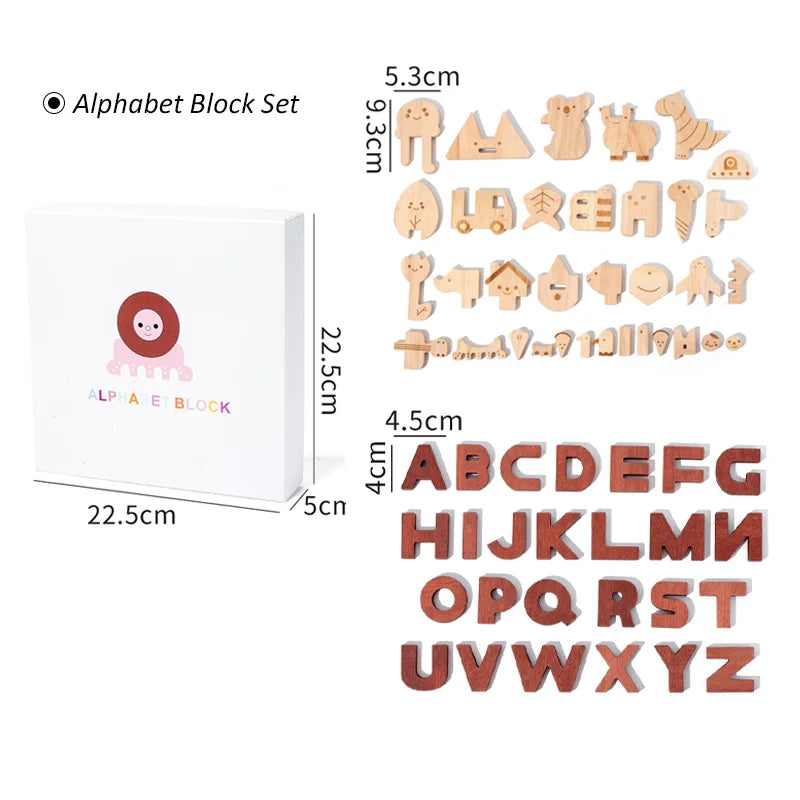 Wooden Alphabet and Number Learning Blocks