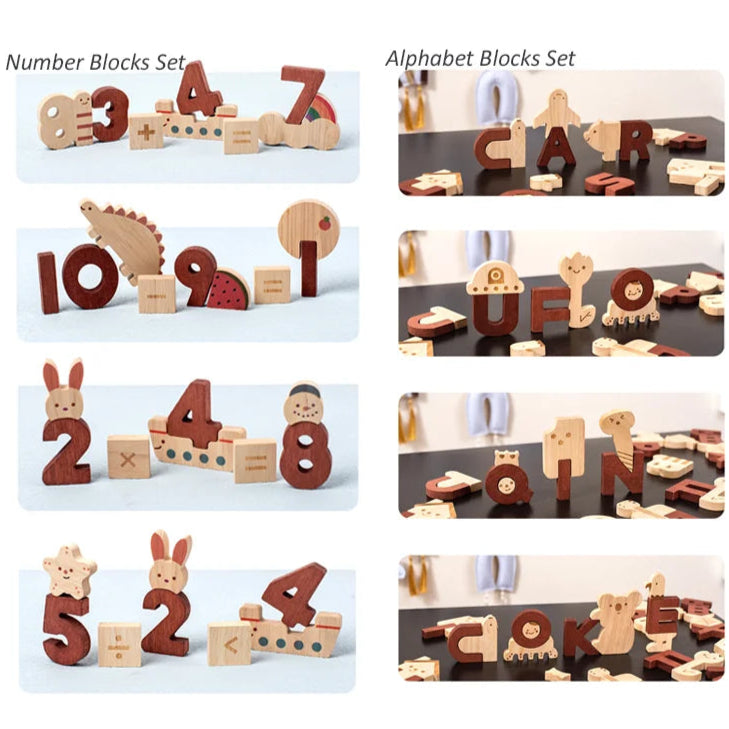 Wooden Alphabet and Number Learning Blocks